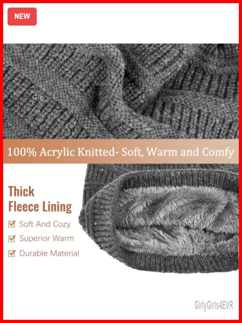 Cable Knit Winter Beanie Skull Cap for Men Women Acrylic